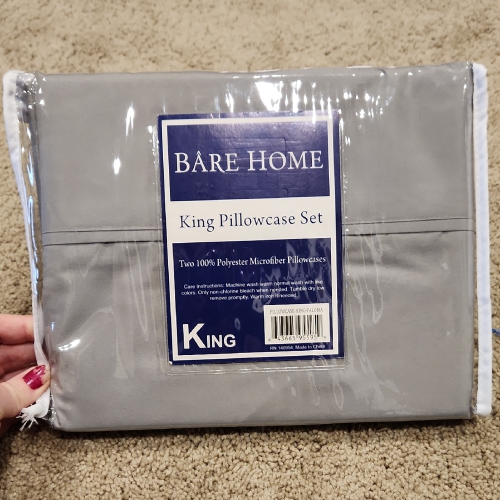 Bare Home Gray King Pillowcase Set
